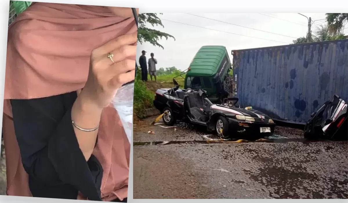 Sifa, anak sulung korban kecelakaan Karawang, mencari cincin emas kenangan bersama mama yang hilang di lokasi kejadian.     (Instagram/nzeerav_ - info_karawang)