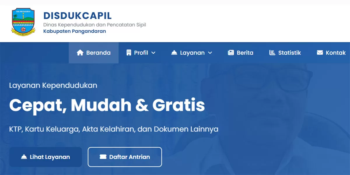 Situs disdukcapilpangandaran.org bukan resmi, warga diminta waspada dan jangan masukkan data pribadi. (Tangkapan layar disdukcapilpangandaran.org)