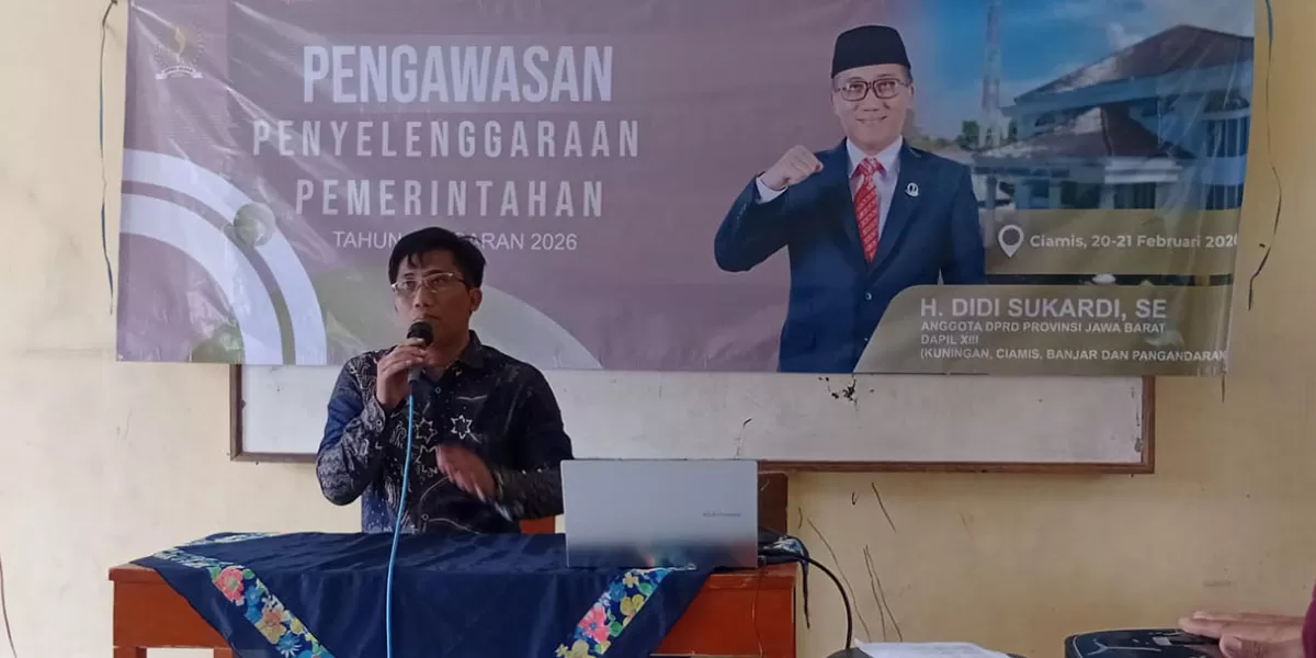Didik Sukardi melaksanakan Program Pengawasan Penyelenggaraan Pemerintahan Anggota DPRD Jabar di Aula Ponpes Al Muawanah Rajadesa, Kabupaten Ciamis, 20&ndash;21 Februari 2026. (Dok. KDS)