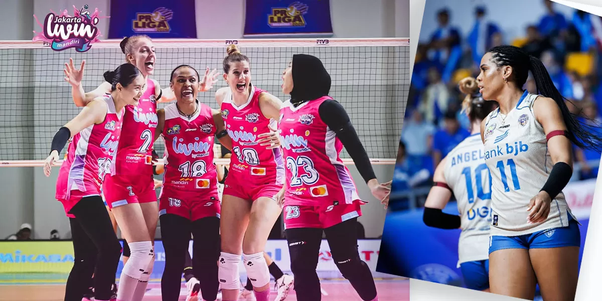 Hasil Proliga 2026 putri, Minggu, 22 Februari 2026 malam, Jakarta Livin Mandiri tundukkan Bandung BJB Tandamata, persaingan klasemen menuju final four memanas. (Instagram/jkt.livinmandiri -  bandungbjbtandamataofficial)