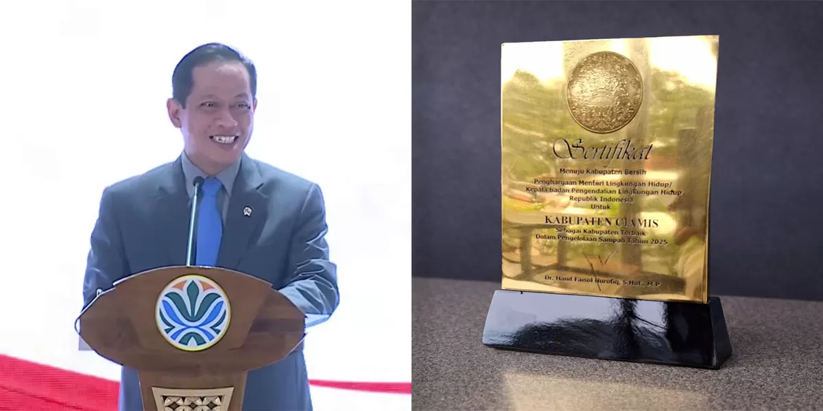 Kabupaten Ciamis sabet peringkat pertama nasional Anugerah Pengelolaan Sampah 2026 kategori daerah&nbsp;di Jakarta, Rabu (25/02/2026). (Dok. Diskominfo Ciamis)