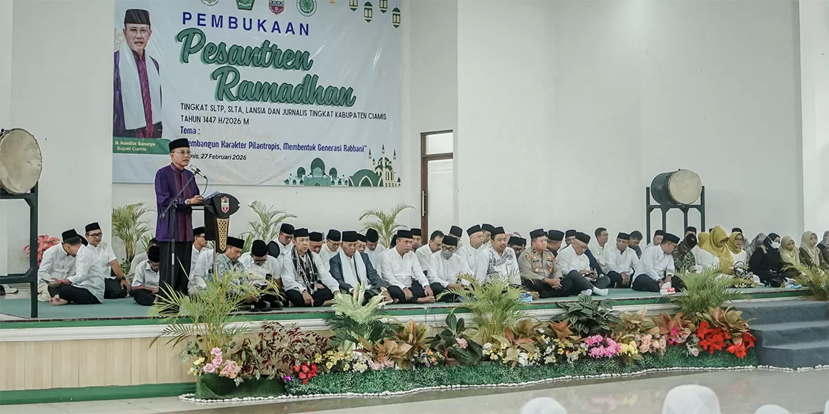 Pesantren Ramadan Kabupaten Ciamis dibuka&nbsp;pada Jumat, 27 Februari 2026, Bupati Ciamis Herdiat Sunarya ingatkan pelajar bijak hadapi era digital dan krisis moral. (Dok. Prokopim Ciamis)
