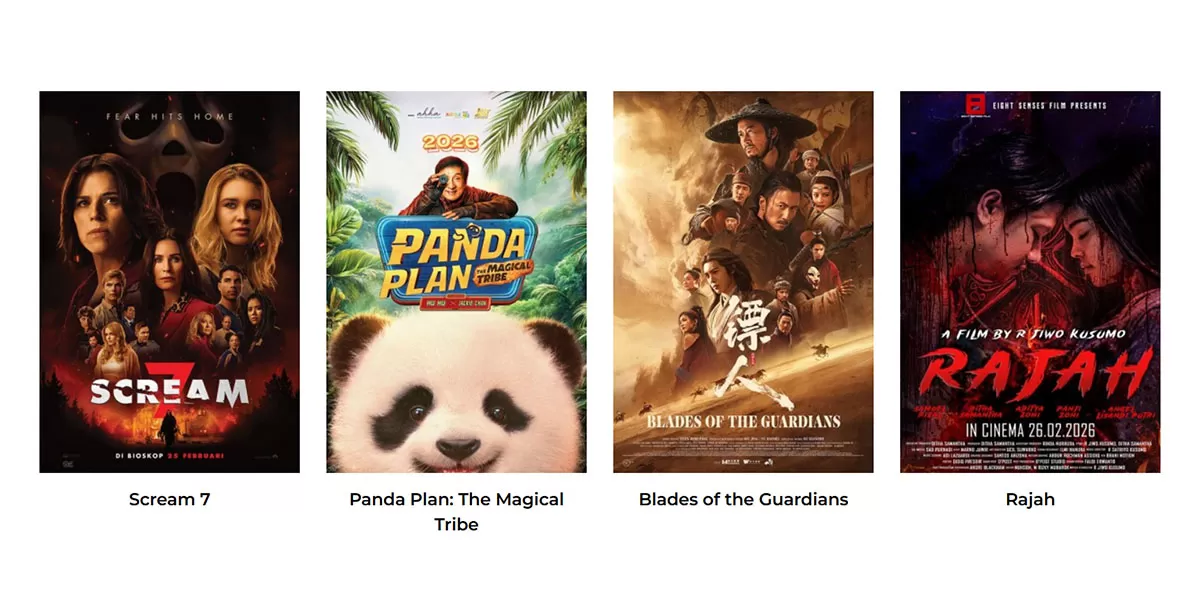 Dari aksi Panda Plan, epik Blades of the Guardians, sampai horor Scream 7 dan Alas Roban. Tiket cuma Rp 55 ribu, cek jam tayangnya sekarang! (Dok. Cinema21)
