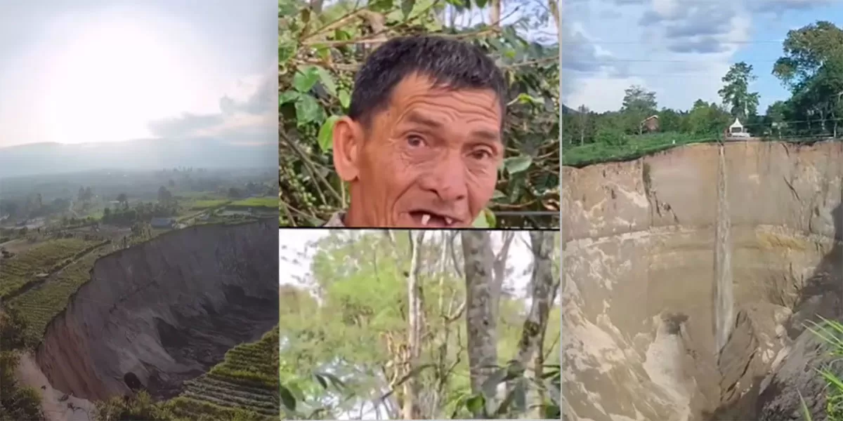 Lubang raksasa Aceh Tengah makin meluas, perkebunan kopi warga tinggal 2 meter dari bibir longsor. (Facebook/Amri Gunasti Gayo)