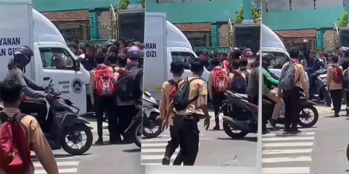 Mobil MBG ditolak di SMPN 2 Sokaraja Banyumas. Distribusi makan bergizi gratis disebut terlambat, sementara menu MBG dinilai belum sebanding.   (Instagram.com/@repostium)