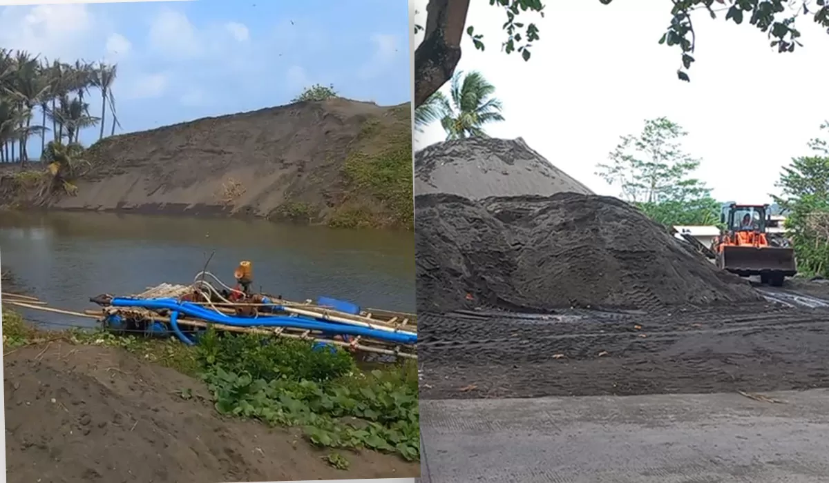 Praktik penambangan pasir cor ilegal diduga masih berlangsung di Muara Sungai Ciwulan, Kecamatan Cikalong, Kabupaten Tasikmalaya (Dok. DFK)