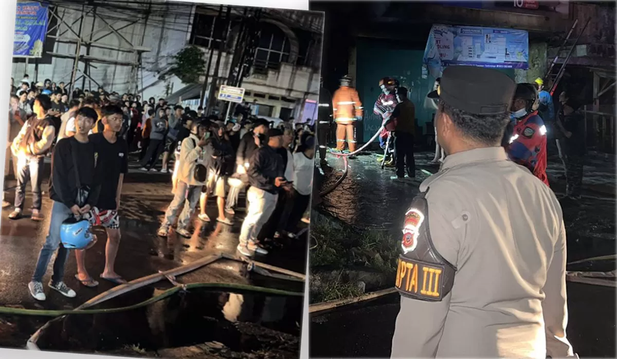 Polres Tasikmalaya Kota bersama Damkar dan BPBD mengamankan lokasi kebakaran di Kota Tasikmalaya setelah laporan diterima melalui layanan 110 pada Jumat dini hari, 13 Maret 2026. (Dok. AMS)