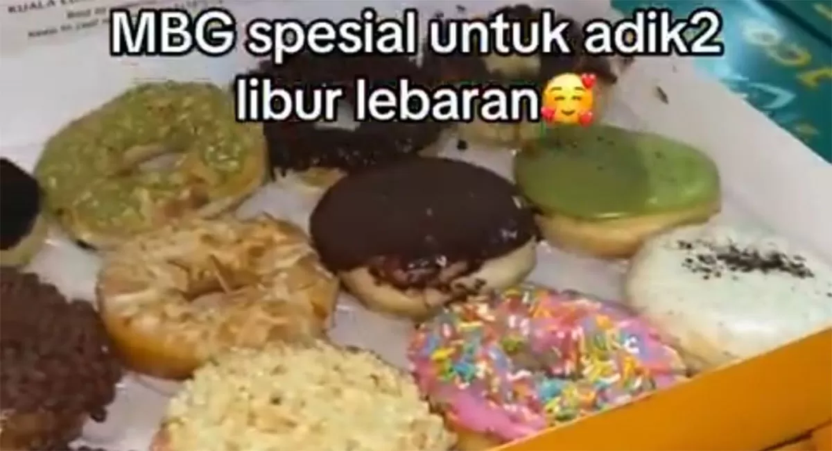 Menu donat MBG dari SPPG Duta Lere Palu viral dan memicu perdebatan warganet soal kandungan gizi serta pengalaman anak mencicipi makanan. (TikTok/sppg.dutalere.palu)