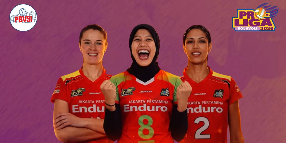 Megawati Hangestri dalam Trio SMS Jakarta Pertamina Enduro bersaing di final four Proliga 2026 yang akan mulai berlangsung pada 2 April 2026. (Dok. Instagram)