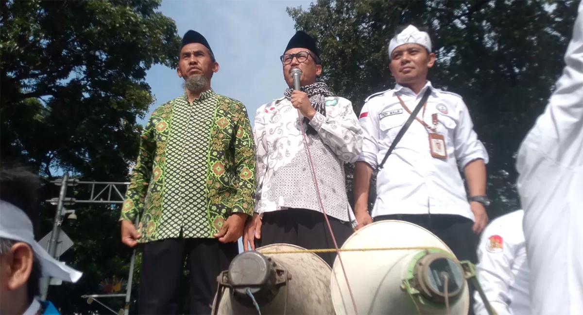 PGMM memprotes seleksi PPPK 2026 yang dinilai menutup peluang guru madrasah swasta. Mereka menuntut keadilan dan membuka akses PPPK. (Dok. Arman Odie)