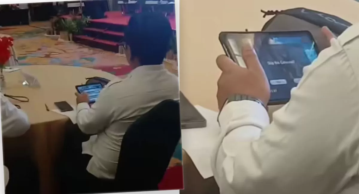 Viral kepala BGN Jambi diduga main game saat rapat. Adityo klarifikasi dan bantah, sebut aplikasi kerja yang dibuka.     (Instagram/infojambi.id)