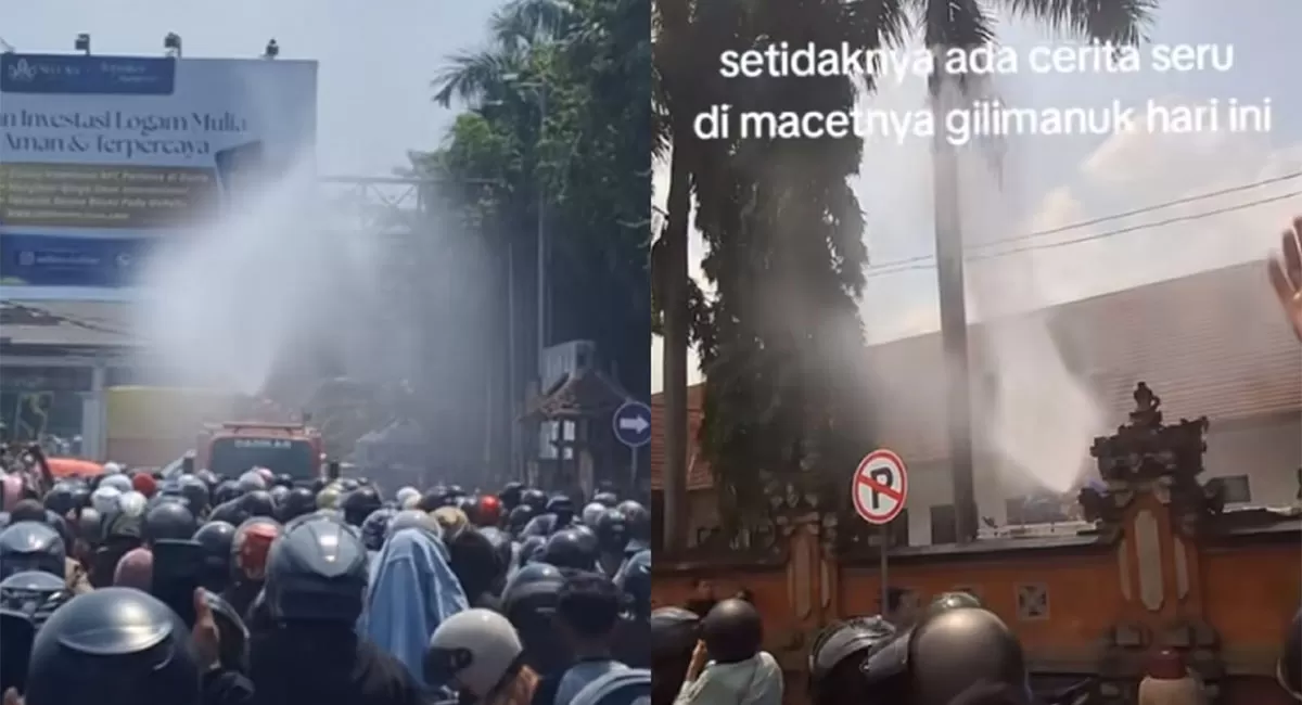 Antrean Gilimanuk 35 km di mudik Lebaran 2026, pemudik kelelahan hingga pingsan dan disiram air Damkar di tengah kemacetan. (TikTok/@devialifiakristanti_)