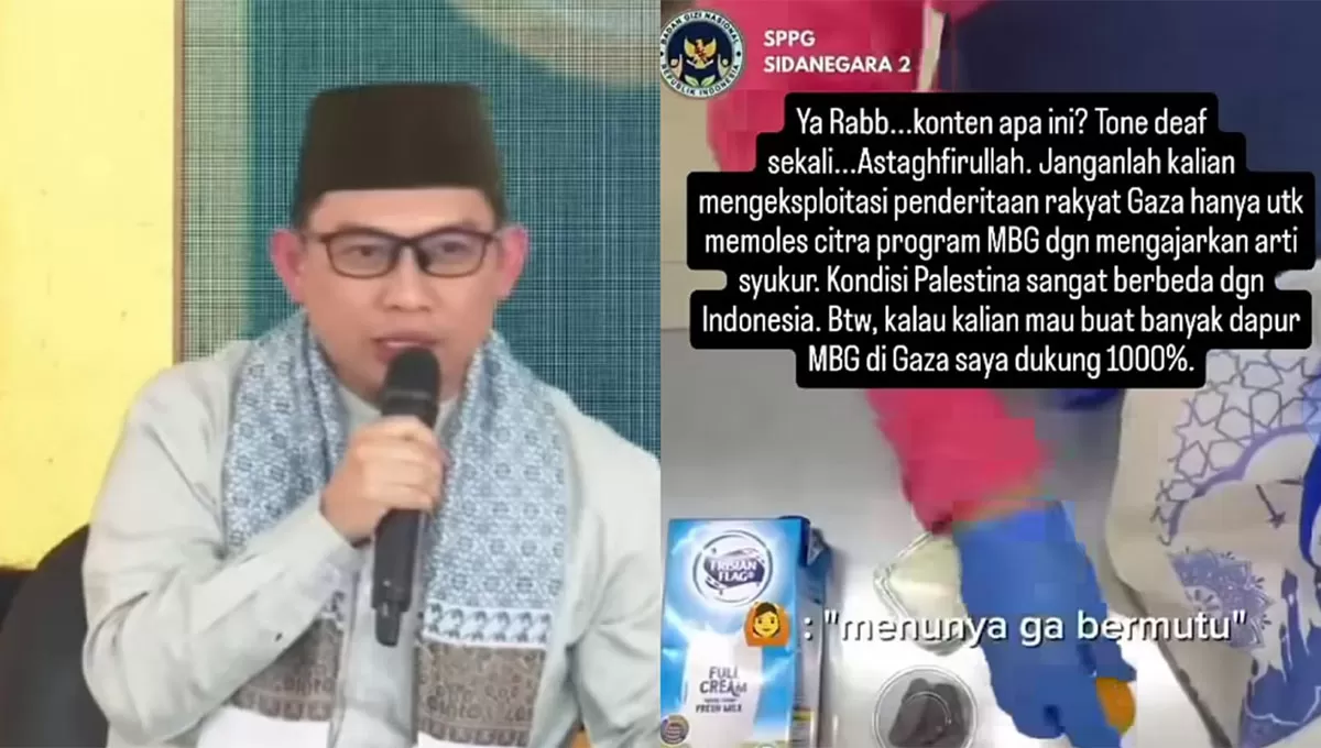 Konten MBG Cilacap bandingkan Palestina viral. Ustaz Hilmi kritik tone deaf dan ingatkan fokus gizi anak Indonesia. (Instagram/hilmi.firdausi)