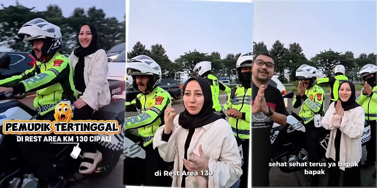Pemudik tertinggal di Rest Area Cipali saat mudik Lebaran 2026, polisi sigap mengantar hingga bertemu keluarga. (Instagram/satlantaspolresindramayu)