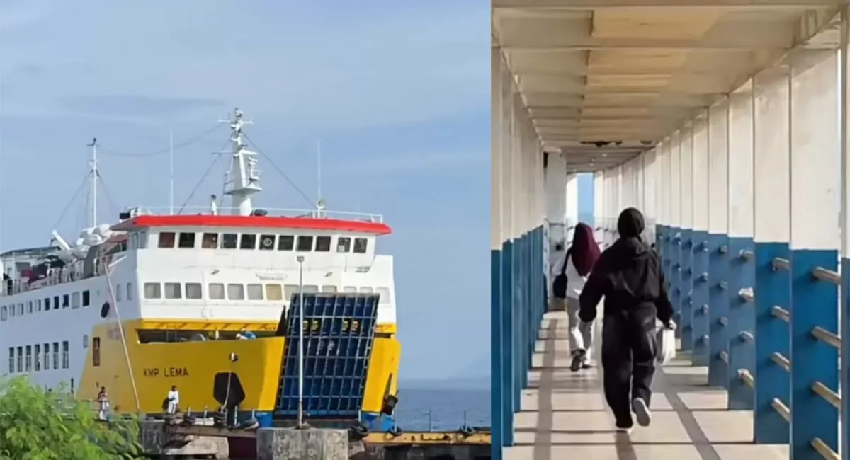 Viral ketinggalan kapal di Sofifi, dua perempuan santai walau motor sudah berangkat. Akhirnya menyusul ke Ternate naik speed boat.   (Instagram/info.sofifi)
