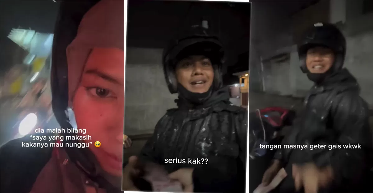 viral Lebaran 2026 kisah haru ojol antar penumpang jauh, aksi berbagi THR jadi sorotan dan tuai simpati publik. (Instagram/naylayubia)