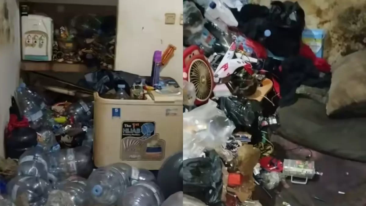 Viral kontrakan penuh sampah di Tangsel, pemilik kaget lihat kamar penyewa 7 tahun saat mudik. Kondisi parah picu perhatian publik. (TikTok/fitrieka95_)