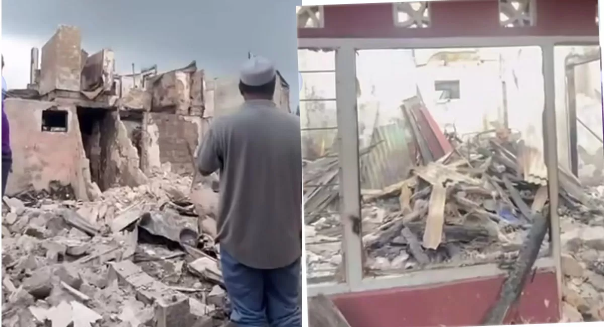Kebakaran Kampung Pasekon Cianjur dipicu dentuman keras. 12 rumah ludes, warga panik dan mengungsi ke masjid,&nbsp;Sabtu, 28 Maret 2026. (Instagram/its_mevya1616)