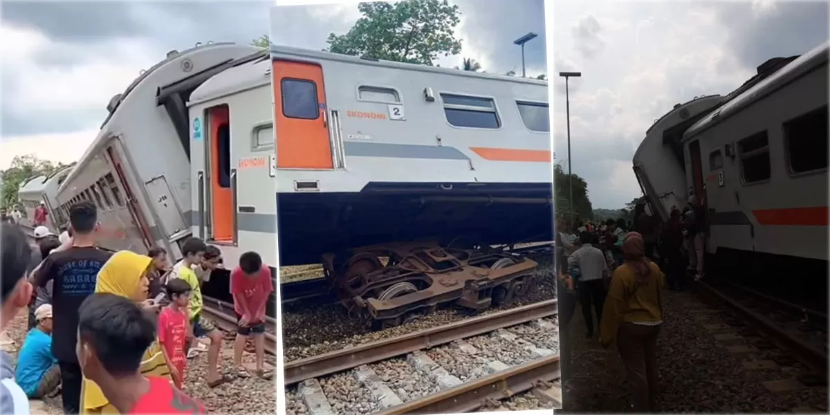 Lalu lintas kereta kacau! KA Bangunkarta anjlok di Stasiun Bumiayu, sejumlah perjalanan kereta api dialihkan via jalur utara dan Bandung. (Instagram/undercover.id)