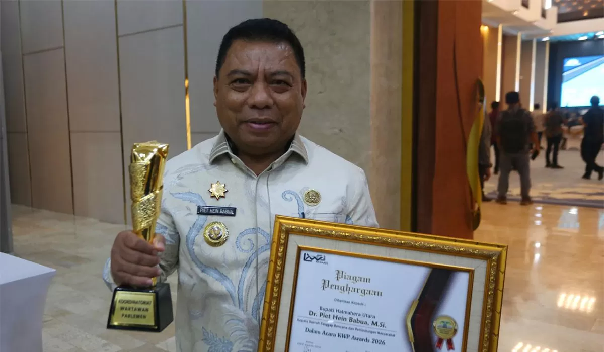Bupati Halmahera Utara Piet Hein Babua sabet KWP Award 2026 kategori Kepala Daerah Tanggap Bencana di Jakarta,&nbsp;Kamis (16/04/2026). (Dok. Promedia)