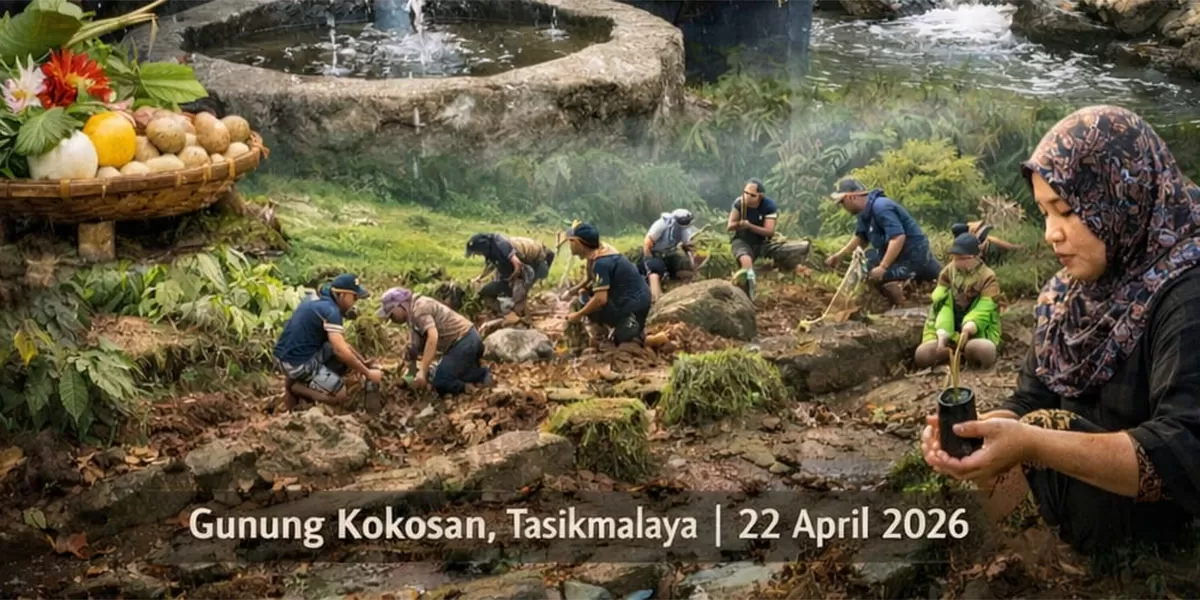Peringatan Hari Bumi 2026 di Tasikmalaya diisi dengan kirab budaya, ritual adat, hingga aksi bersih mata air di Gedong Cai Gunung Kokosan, Rabu (22/4/2026) mendatang. (by. Ai)