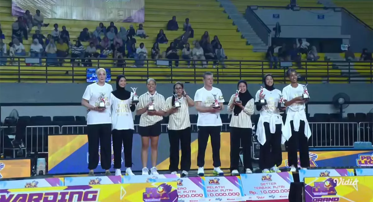 Dominasi total! Megawati Hangestri borong gelar MVP dan juara Proliga 2026. Cek daftar penerima penghargaan individu dari Jakarta Pertamina Enduro di sini. (Tangkapan layar Vidio)