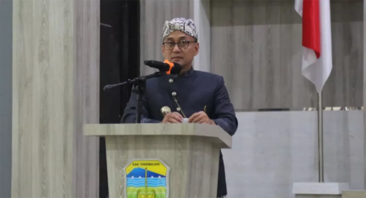 Bupati Tasikmalaya, Dr. H. Cecep Nurul Yakin, S.Pd., M.AP, dalam Pelantikan dan Musyawarah Kerja FPP Kabupaten Tasikmalaya masa khidmat 2025&ndash;2030 yang digelar di Aula Pendopo Baru, Singaparna, Senin (4/5/2026). (Dok. Dishubkominfo)