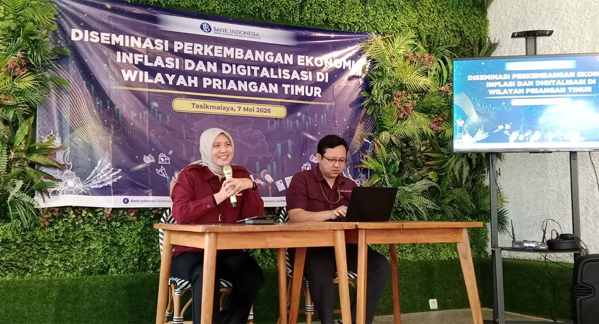 Kepala Perwakilan Bank Indonesia Tasikmalaya Laura Rulida saat kegiatan Media Briefing, Diseminasi Perkembangan Ekonomi, Inflasi dan Digitalisasi, di Priangan Timur, Kamis (07/05/2026). (Dok. AMS)