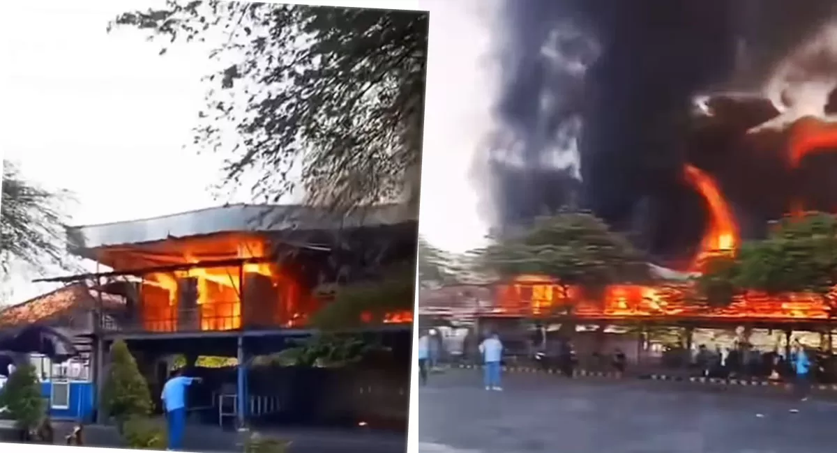 Insiden tragis di PT Arami Jaya Purworejo, 250 motor ludes terbakar. Petugas damkar ungkap ledakan tangki BBM kendaraan buat api sulit dikendalikan. (Instagram/liputancikarang)