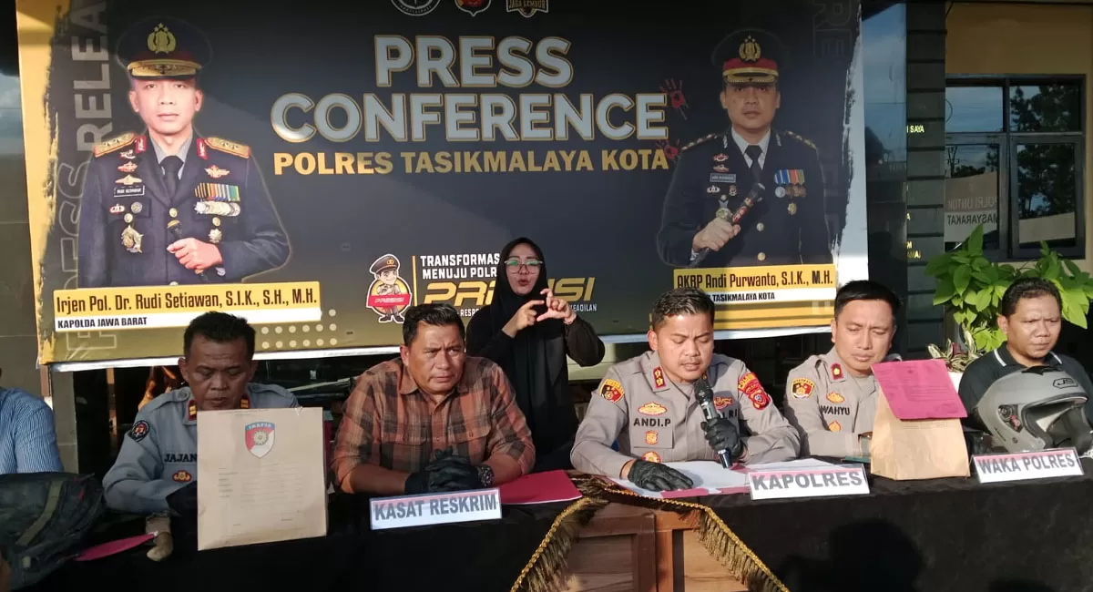 Kapolres Tasikmalaya Kota AKBP Andi Purwanto, S.I.K., M.H. saat kegiatan press release di Mako Polres Tasikmalaya Kota, Selasa (26/5/2026). (Dok. AMS)
