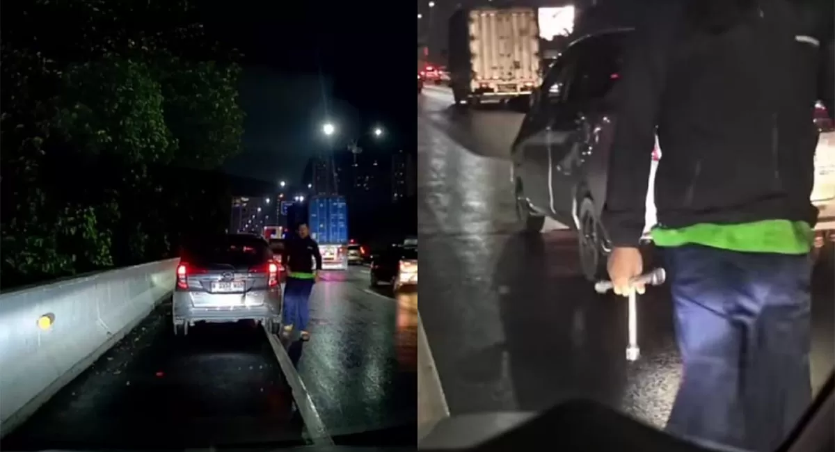 Buntut aksi arogan pecahkan spion pakai kunci roda di Tol JORR, akun driver taksi online kini resmi kena suspend Gojek. Kasus berlanjut ke polisi. Cek!   (Instagram/peteratindra)