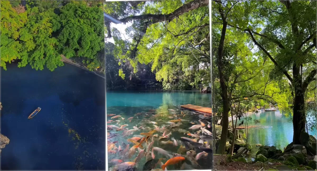 Bosan penatnya kota? Yuk, intip Telaga Biru Cicerem! Objek wisata Kuningan Jawa Barat ini punya air sebening kristal&nbsp;dan vibes tenang bagai surga. (Instagram/telagabiruciceremofficial)