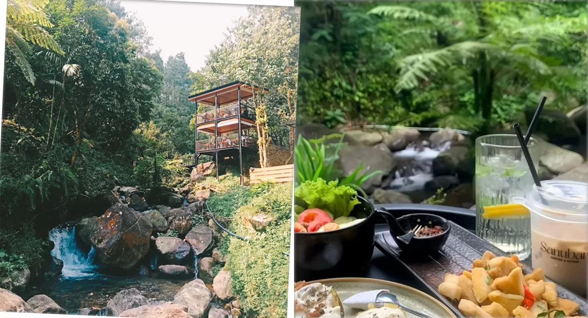 Sanubari Coffee and Eatery yang berlokasi di Batu Layang, Cisarua, Kabupaten Bogor, menawarkan pengalaman wisata kuliner dengan pemandangan hutan, sungai, dan udara sejuk khas Puncak. (Instagram/sanubari.kopi)
