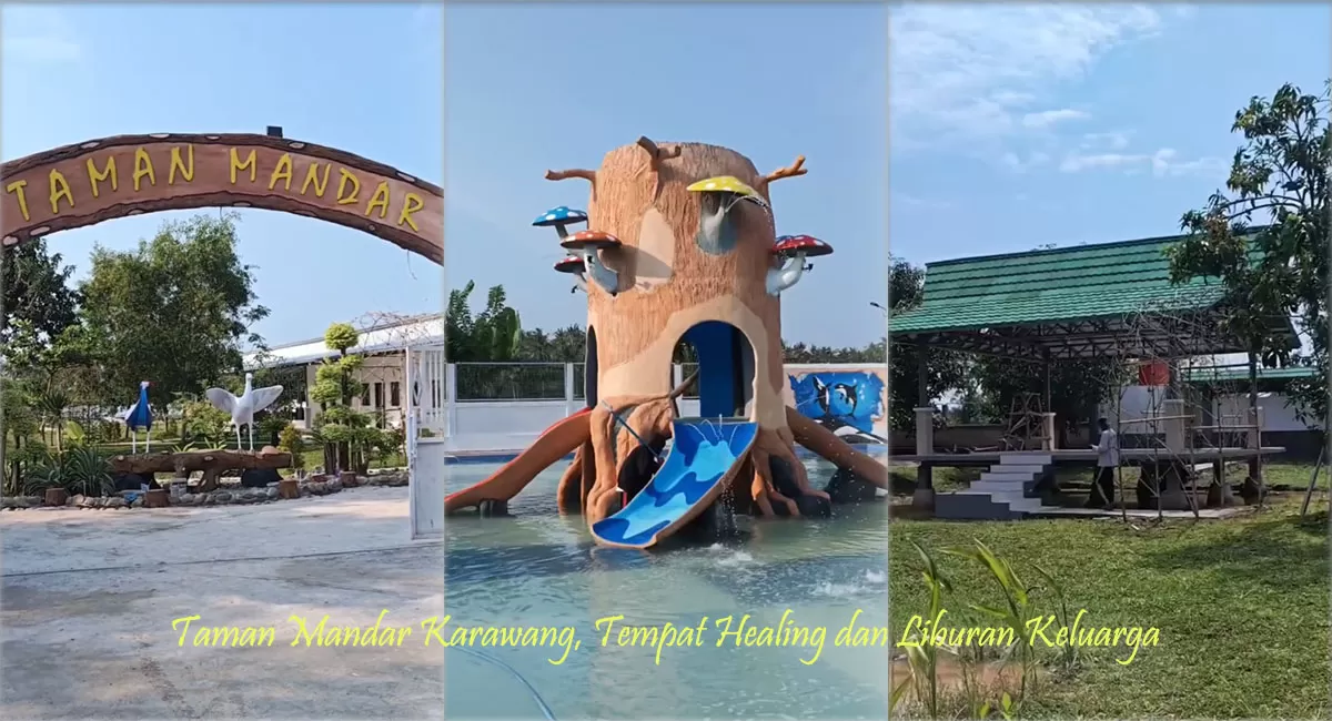 Taman Mandar Karawang jadi pilihan wisata keluarga murah dengan aviary park, kolam renang, dan area bermain anak.   (Instagram/tamanmandar_official)