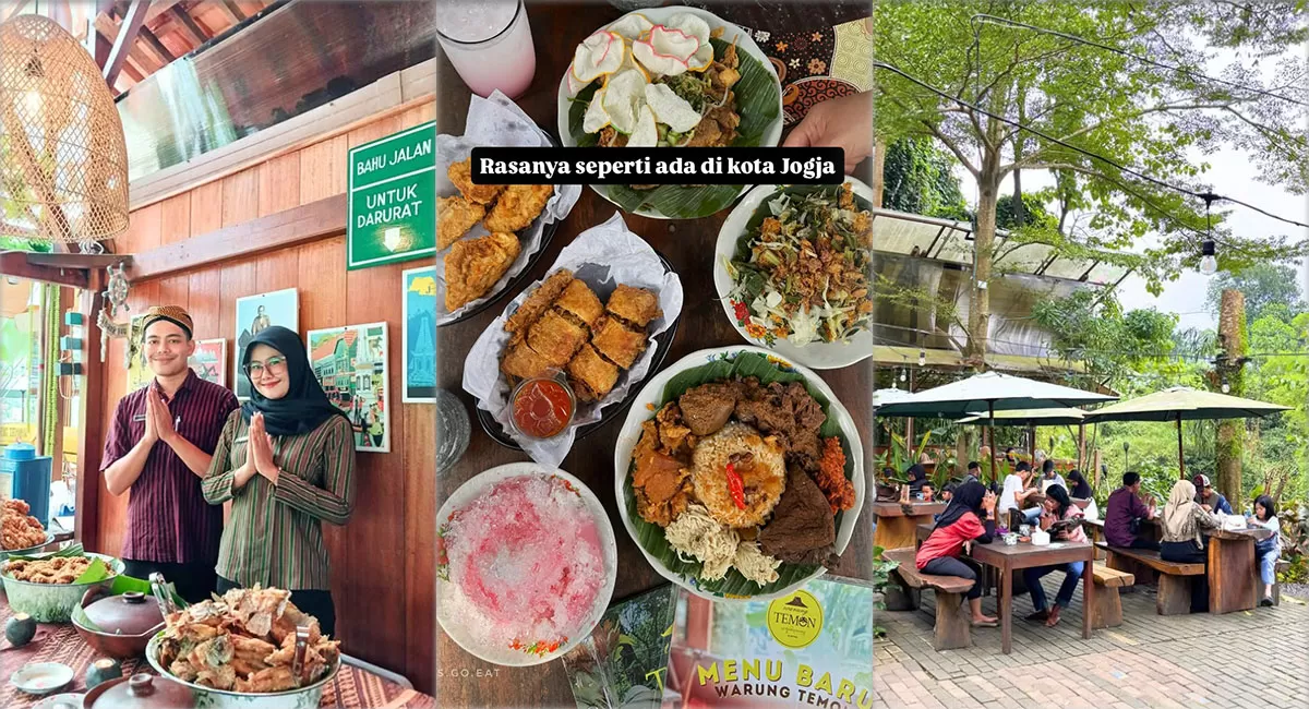 Warung Temon Sentul Bogor menawarkan wisata kuliner bernuansa Jogja dengan rumah Joglo, suasana asri, dan menu tradisional.   (Instagram/warungtemon.ahpoong)