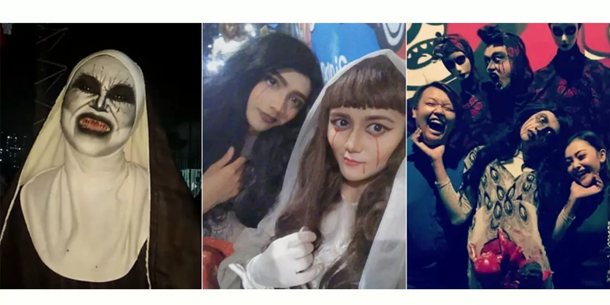 Jalan Asia Afrika Bandung menawarkan wisata malam unik dengan cosplayer hantu di sekitar Gedung Merdeka yang ramai dikunjungi.     (Instagram/comjurigbandung)