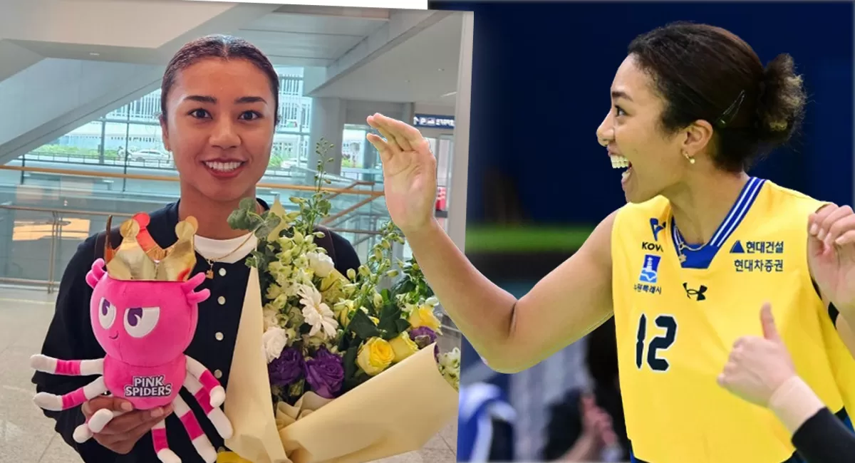Justis Yauchi tiba di Korea untuk Pink Spiders. Di saat bersamaan, Megawati Hangestri mengisi kuota Asia Hyundai Hillstate di Liga voli Korea. (Instagram/pinkspiders - hdecvolleyballteam)