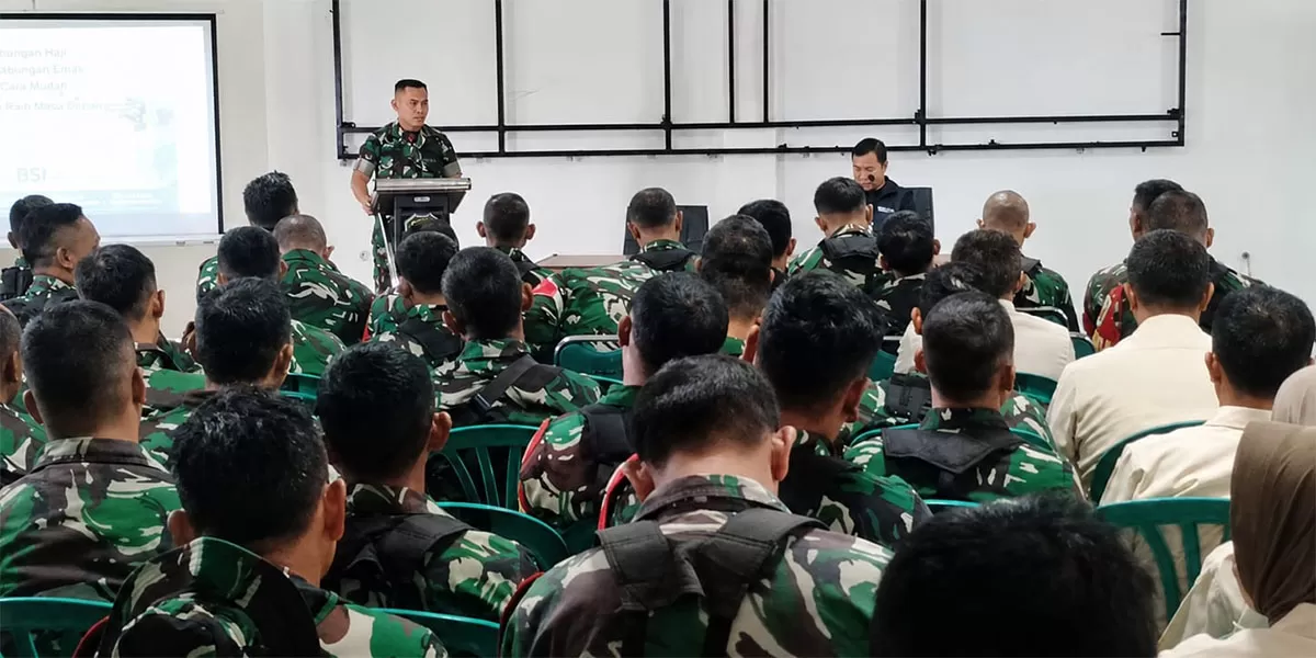 Kodim 0612/Tasikmalaya menggandeng BSI menggelar sosialisasi literasi keuangan syariah bagi prajurit dan Pegawai Negeri Sipil (PNS), di Aula Makodim 0612/Tasikmalaya, Kamis (2/7/2026). (Dok. DFK)