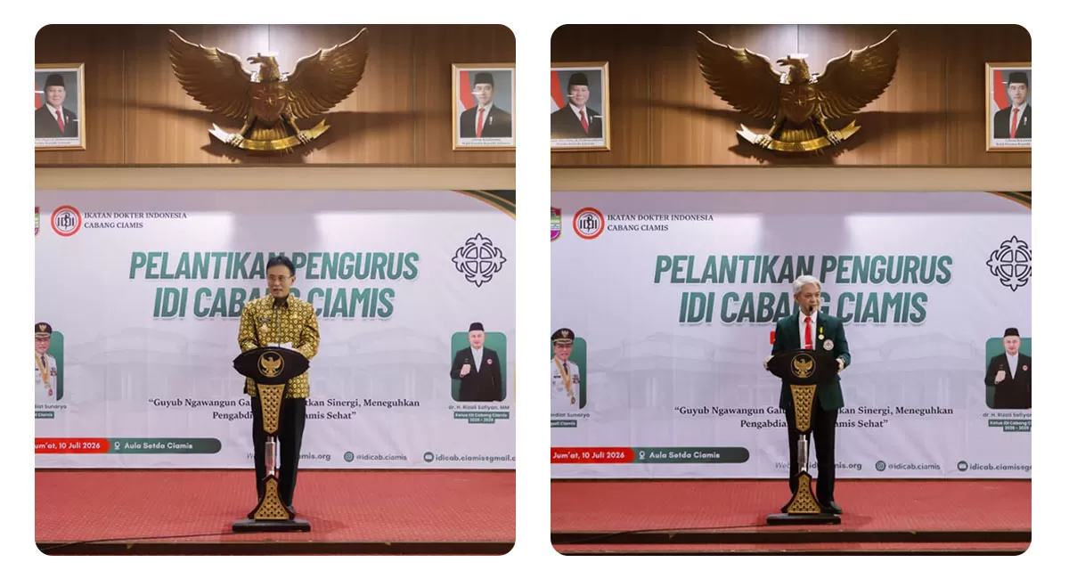 Bupati Ciamis berpesan kepada pengurus IDI Kabupaten Ciamis agar memberikan pelayanan kesehatan terbaik tanpa membedakan pasien. (Dok. Kominfo Ciamis)