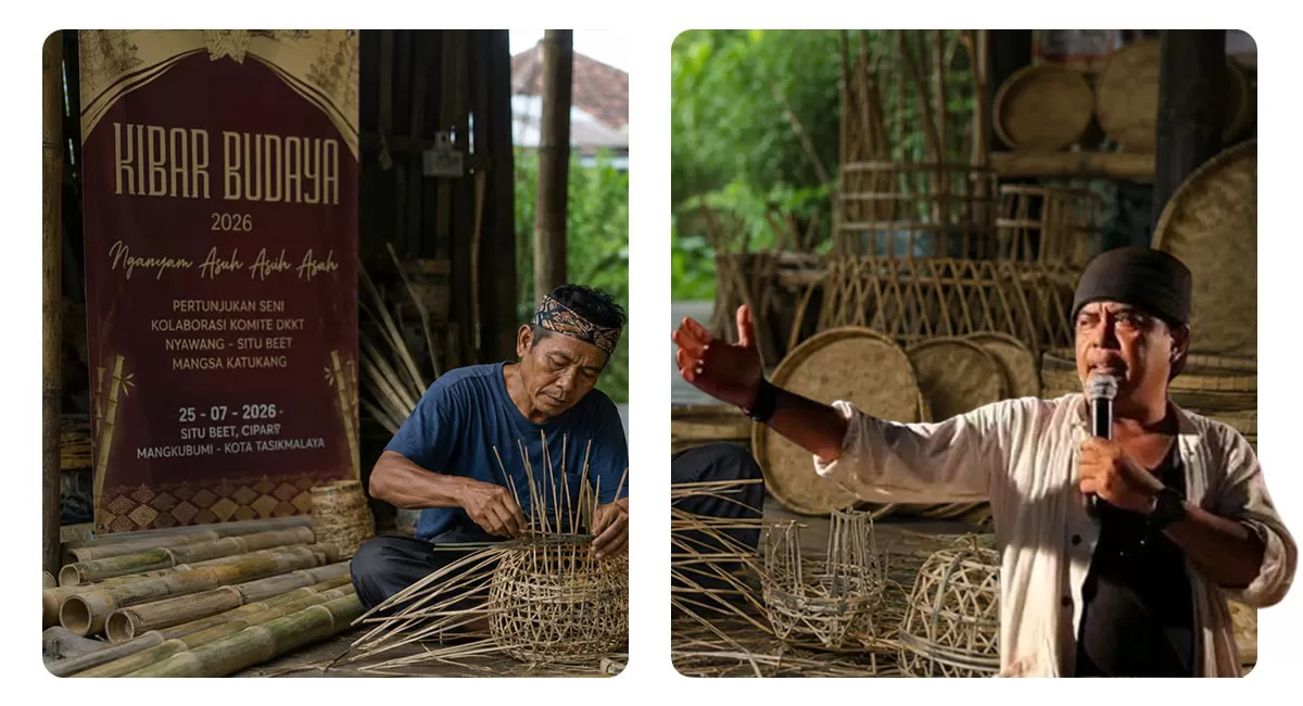 Ketua DKKT, Tatang Pahat, mengajak masyarakat untuk memeriahkan Kibar Budaya 2026 yang akan berlangsung di Kampung Situ Beet, Kelurahan Cipari, Kecamatan Mangkubumi, pada 25 Juli 2026. (Dok. DFK - AI)