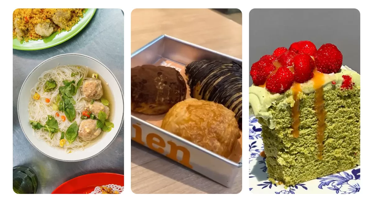 Kuliner Bandung yang lagi hits di kawasan Cihapit menawarkan pilihan menarik, mulai dari Bakso Bintang Asia, Bien Patisserie, hingga Seroja Bake.   (Instagram/baksobintangasia - our.bien - serojabake)