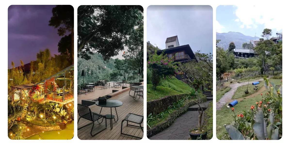 Sedang mencari tempat makan dengan view bagus di Bandung? Simak rekomendasi tempat makan Bandung dengan panorama alam yang memanjakan mata.   (Instagram/cocoricocaferesto - dpakarbandung - Denis Chrisdianti - phinisirestociwidey)