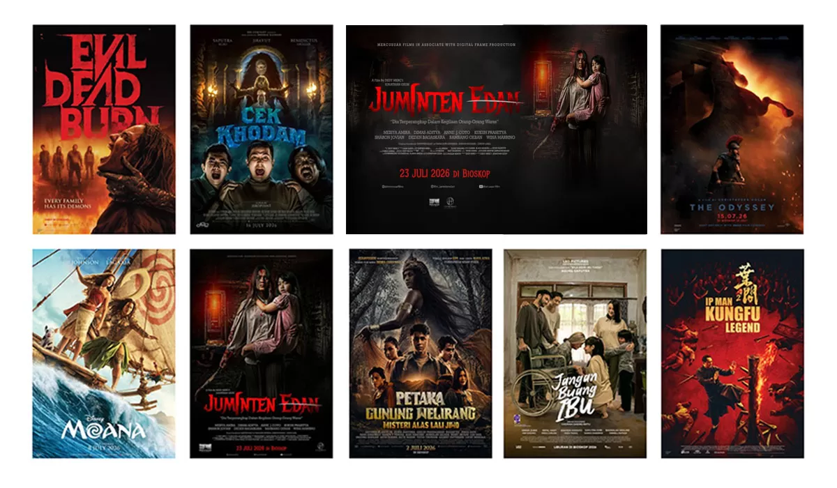 Jadwal film bioskop Tasik XXI Plaza Asia dan Transmart hari ini, Minggu 26 Juli 2026, hadirkan Juminten Edan hingga The Odyssey. (Dok. Cinema21)