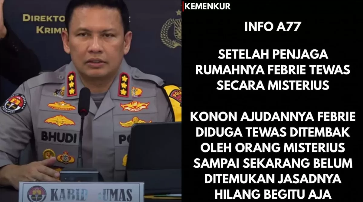 Polisi bantah kabar ajudan Febrie Adriansyah tewas ditembak. Hoaks viral di media sosial dipastikan tidak benar usai klarifikasi Polda Metro Jaya. (Dok.Polri - Threads/kementerian_kurangajar)