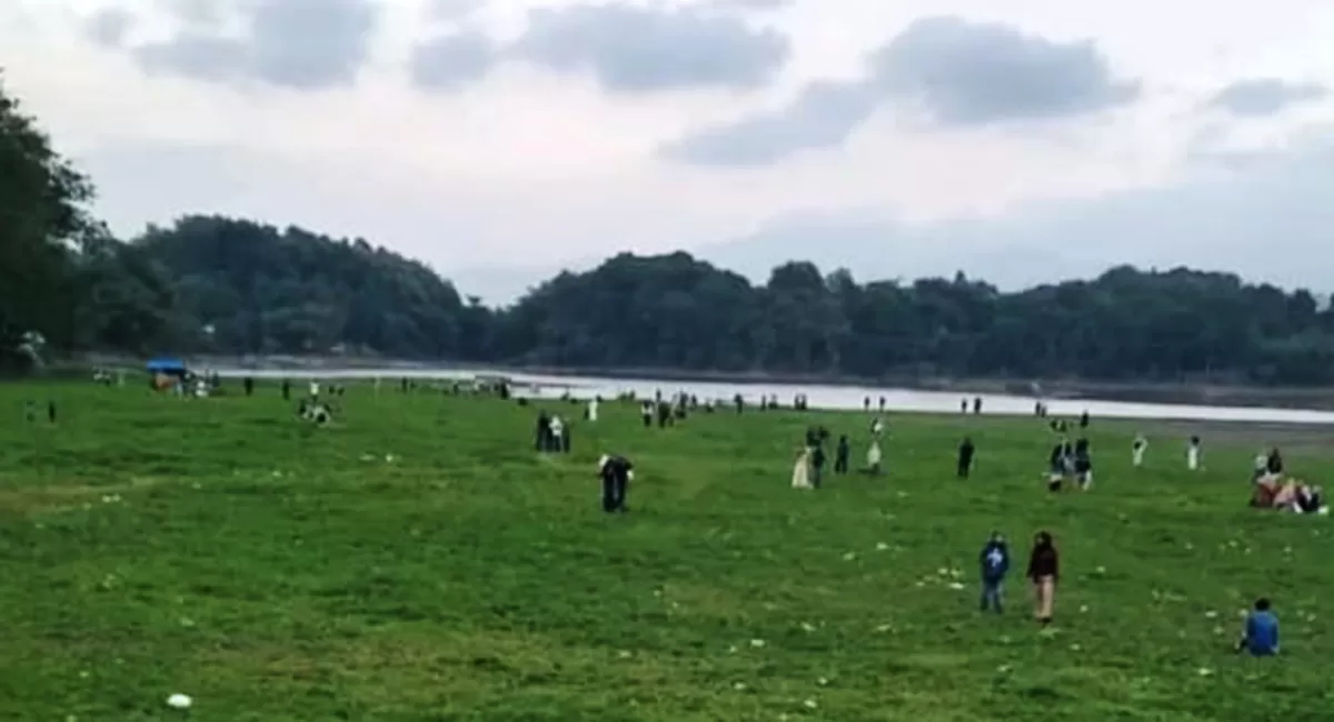 Rumput hijau Situ Gede Kota Tasikmalaya menarik wisatawan ke area wisata Situgede. Keindahan alam memikat banyak diabadikan para pengunjung di media sosial. (Dok. AMS)