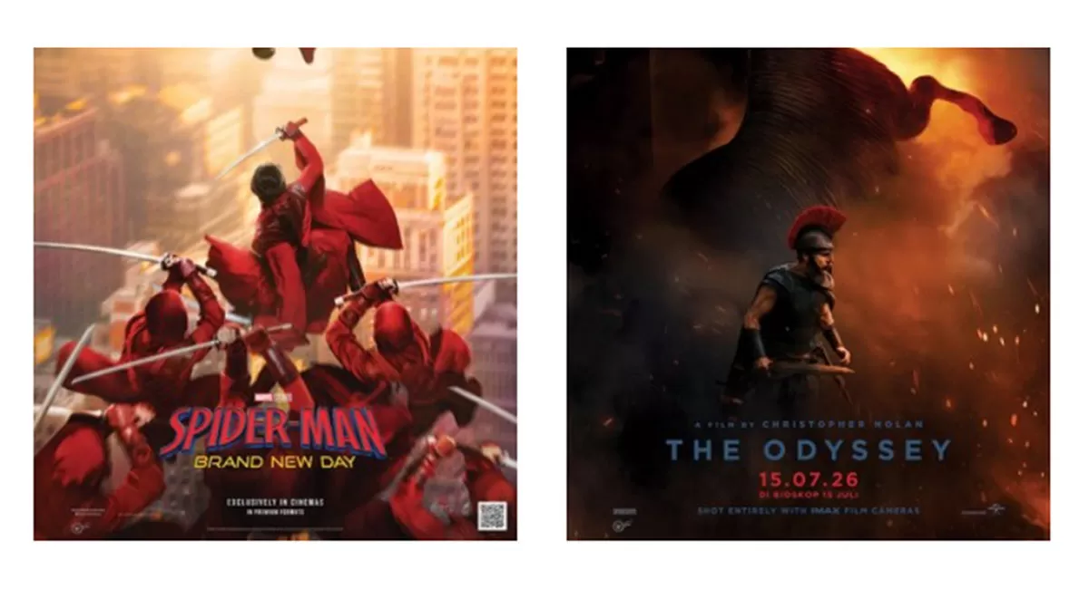 Pilihan jadwal film Spider-Man: Brand New Day,&nbsp;The Odyssey dan lainnya di bioskop Tasik XXI Plaza Asia dan Transmart Hari Ini, Minggu, 2 Agustus 2026. (Dok. Cinema21)