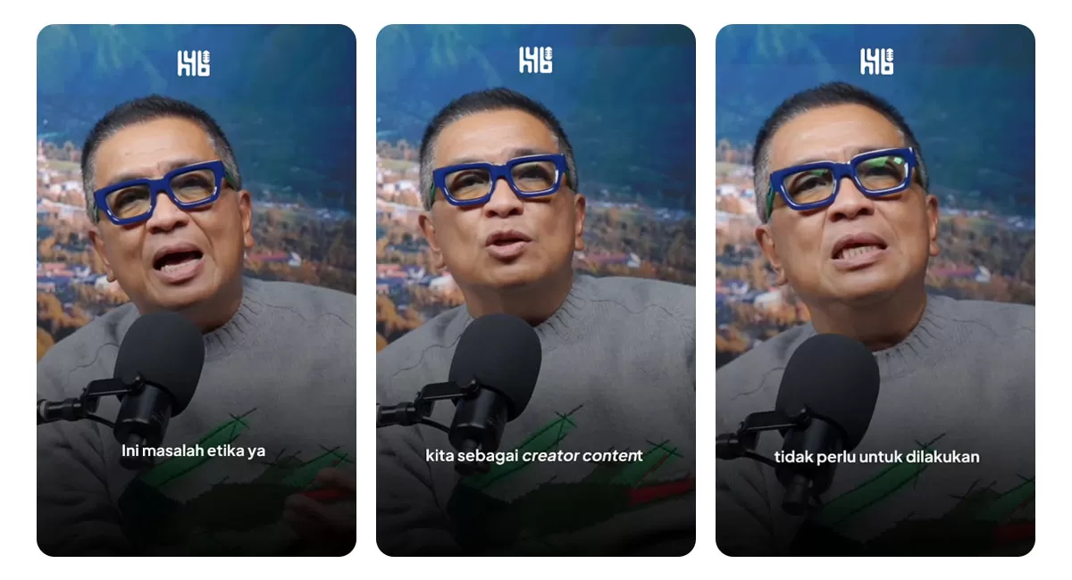 Helmy Yahya menyoroti Ebemartono dalam polemik rekaman SPG GIIAS 2026. Ia mengingatkan konten kreator agar mengutamakan etika dan izin saat berkonten. (Instagram/helmyyahya)