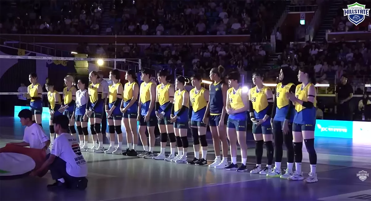 Megawati Hangestri menjadi pemain tertinggi Hyundai Hillstate. Tinggi 186 cm membuatnya unggul 25 cm dari pemain terpendek di skuad Korea V League 2026/2027. (Instagram/hdecvolleyballteam)