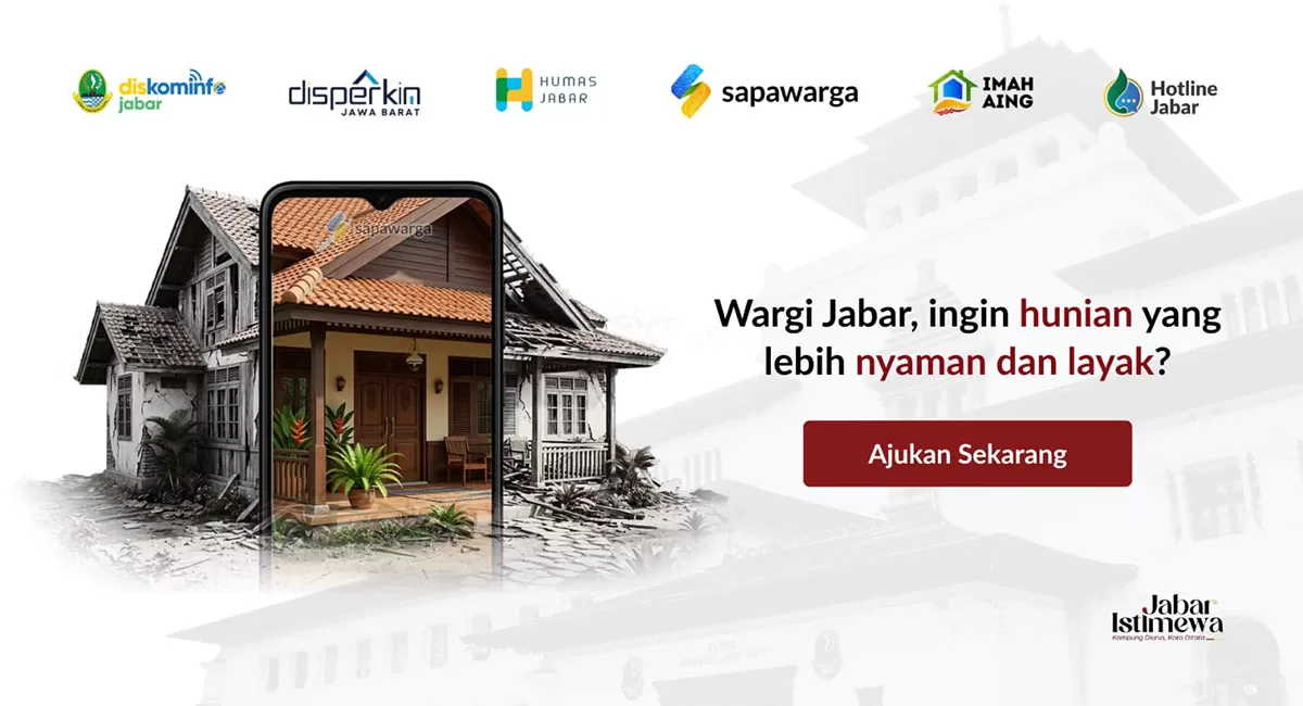 Fitur Imah Aing di aplikasi Sapawarga memungkinkan warga Jawa Barat melaporkan rumah tidak layak huni untuk diusulkan mendapat perbaikan gratis dari Pemprov Jabar. (Dok. Humas Jabar)