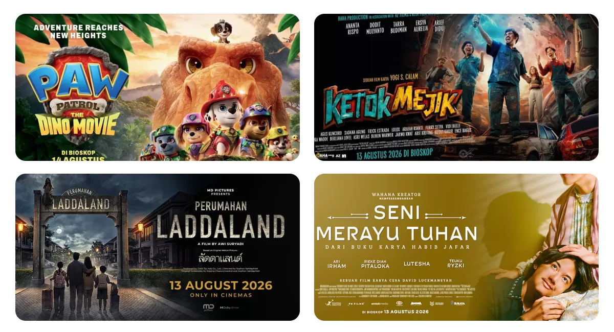 Jadwal bioskop Tasikmalaya hari ini diwarnai Kado Untuk Ibu, Spider-Man: Brand New Day, hingga PAW Patrol. Simak jam tayang dan harga tiketnya. (Dok. Cinema21)
